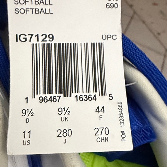 Adidas White & Royal Blue Athletic Cleats baseball/softball - Picture 6 of 6